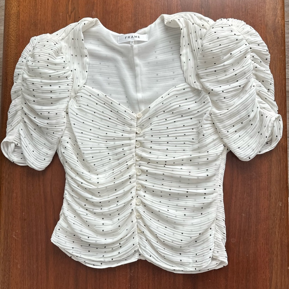 Frame White Ruched Women's Top
